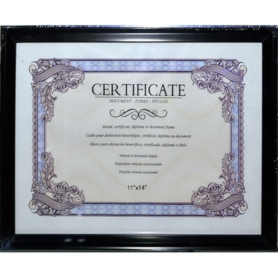 Certificate Frame 11&quot;x14&quot; Black Border
