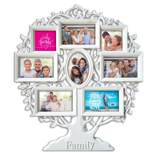 Family Tree Photo Collage Frame 8 Photos White