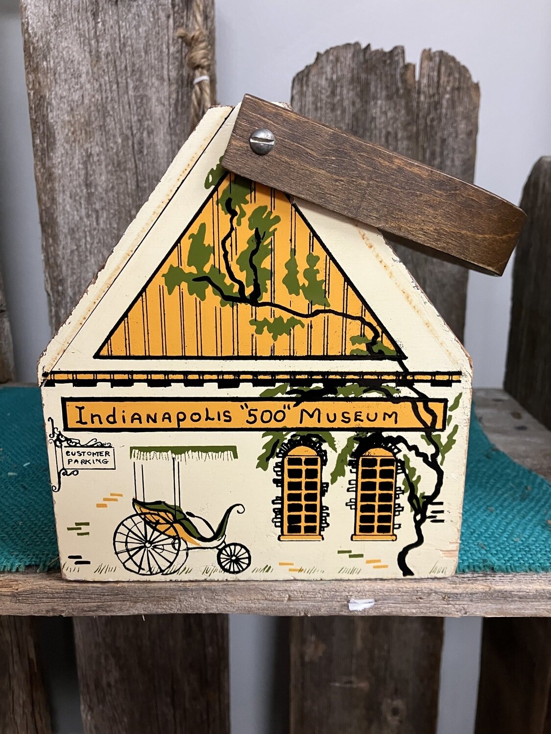 Antique Handpainted Wood Purse-Indianapolis Theme