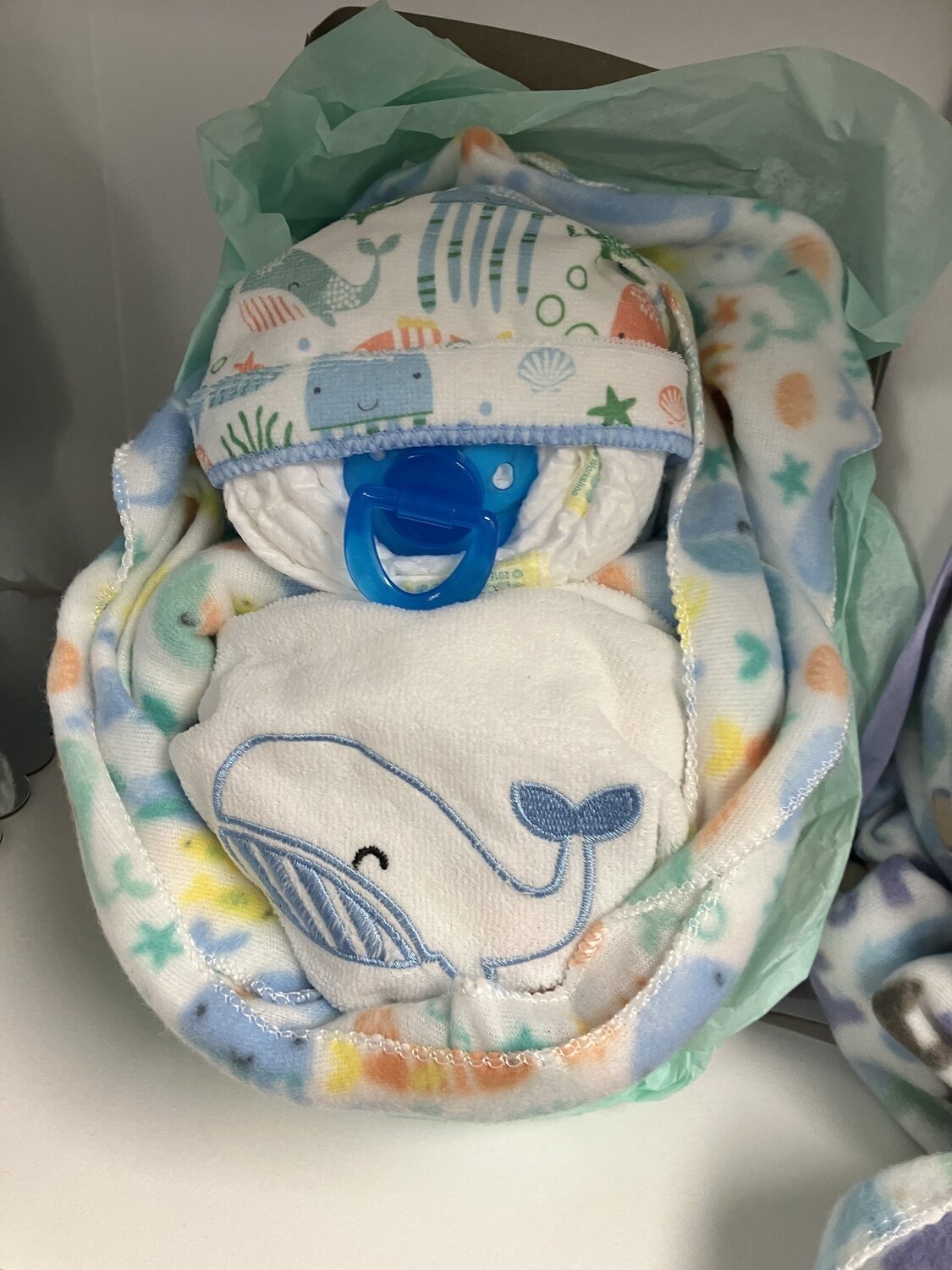 Baby Swaddle Diaper Cake-Whale of a Tale