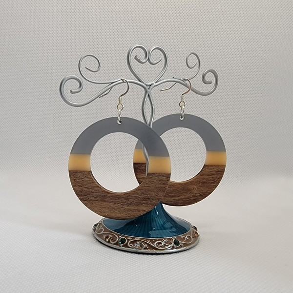 Boho Hoop Earrings - Gray &amp; Cream