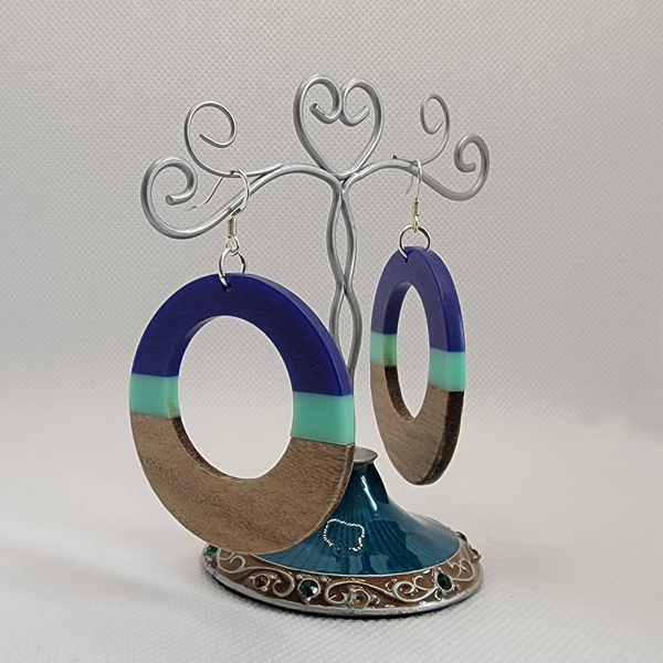 Boho Hoop Earrings - Blue &amp; Aqua