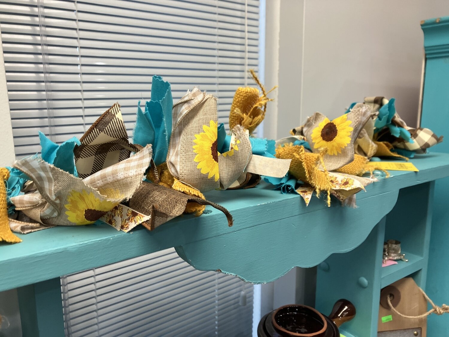Teal Sunflower Garland-29in/34in
