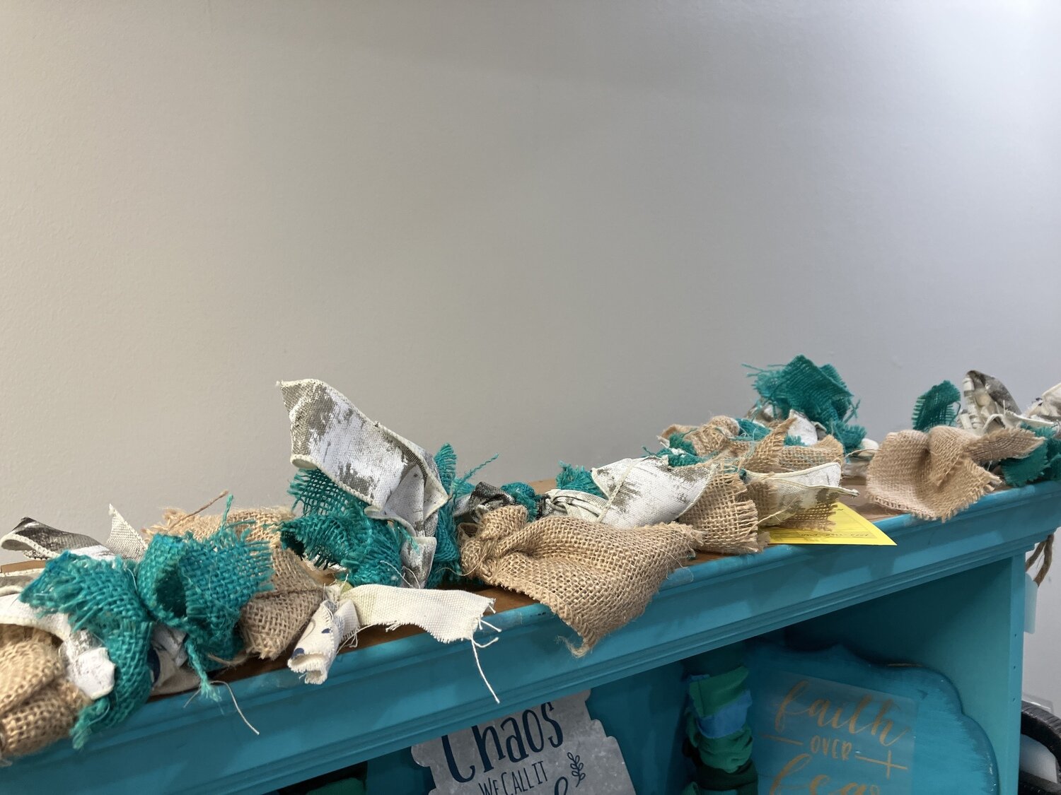 Teal Burlap Garland-32in/46in