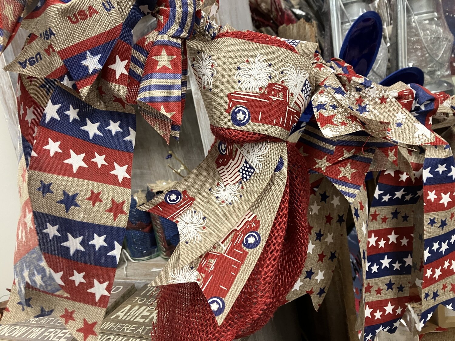 USA Red Truck Burlap Garland-48in/62in