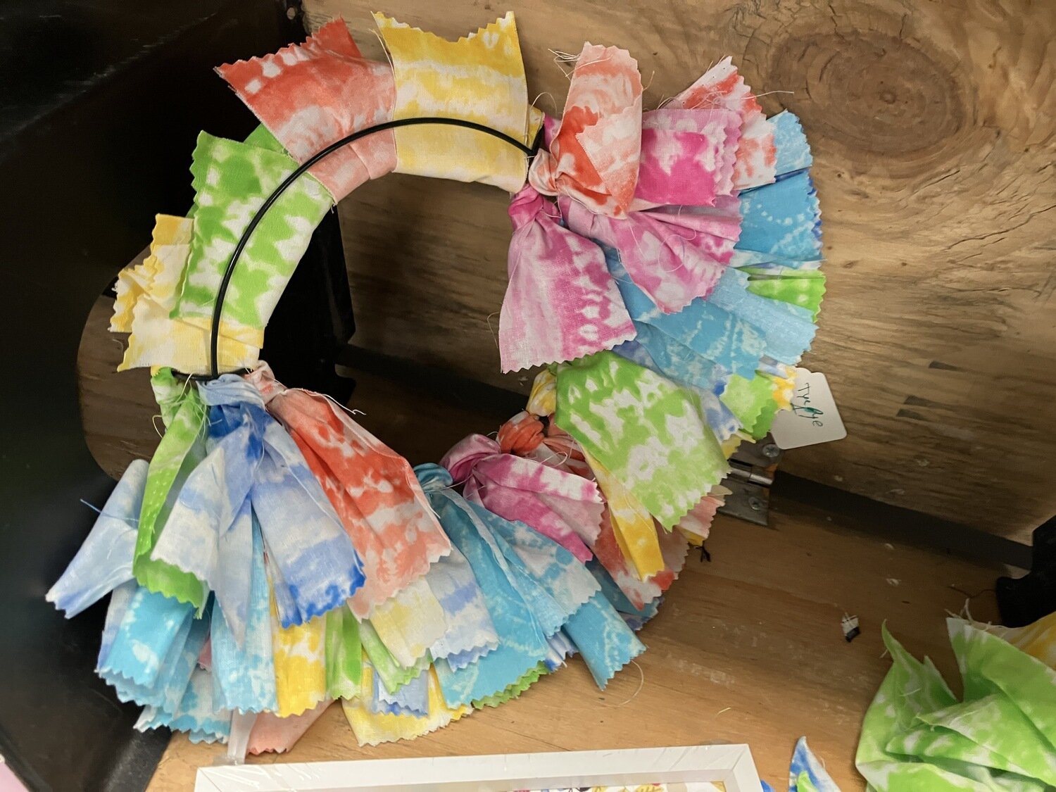 Tye Dye Fabric Wreath B-8in
