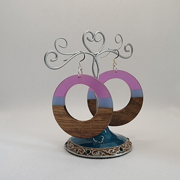 Boho Hoop Earrings - Fuschia &amp; Periwinkle