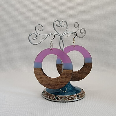 Boho Hoop Earrings - Fuschia &amp; Periwinkle