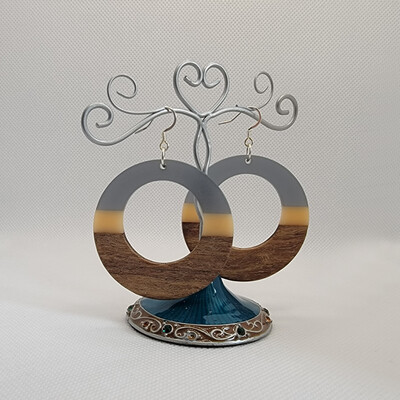 Boho Hoop Earrings - Gray &amp; Cream