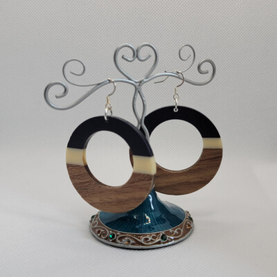 Boho Hoop Earrings - Navy &amp; Cream