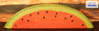 Wood Watermelon Slice with Metal Seeds