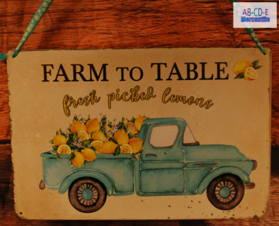 Lemon Metal Truck Sign