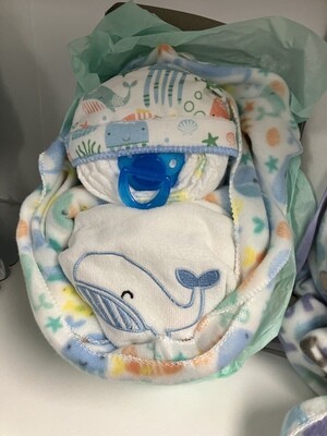 Baby Swaddle Diaper Cake-Whale of a Tale