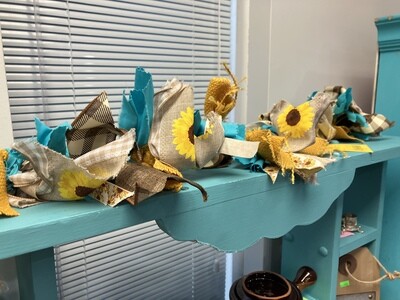 Teal Sunflower Garland-29in/34in