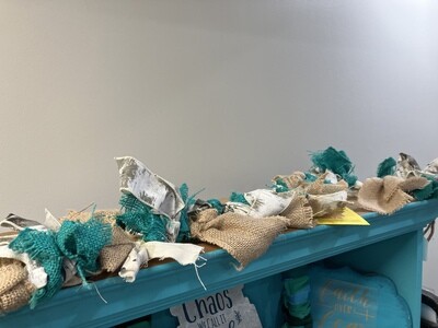 Teal Burlap Garland-32in/46in