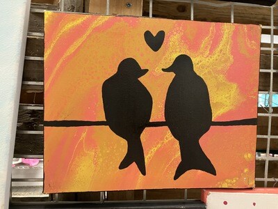 Love Birds Silhouette Canvas