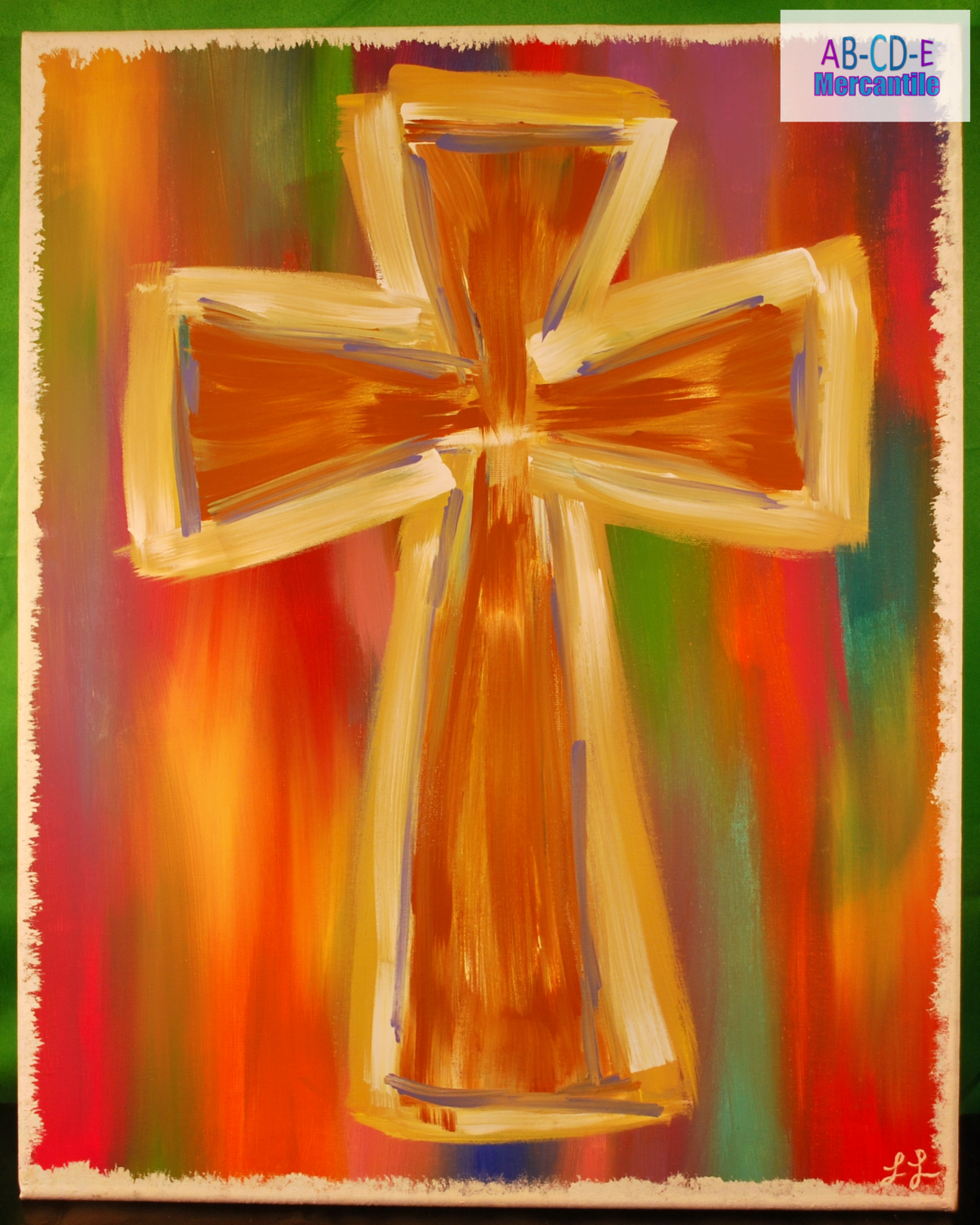 Vivid Multicolor Canvas with Tapered Cross 16x20