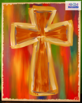 Vivid Multicolor Canvas with Tapered Cross 16x20