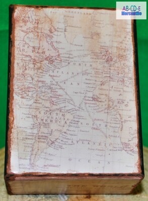 Upcycled Map Box-Jewelry Box with Lift Top A
