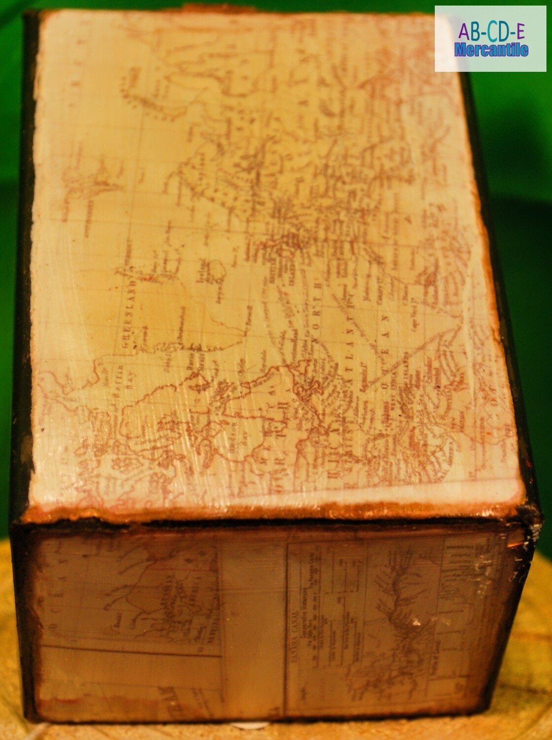 Upcycled Map Box-Jewelry Box with Lift Top B