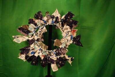 Farmhouse Garland-Blue Fabric Wreath 8 in