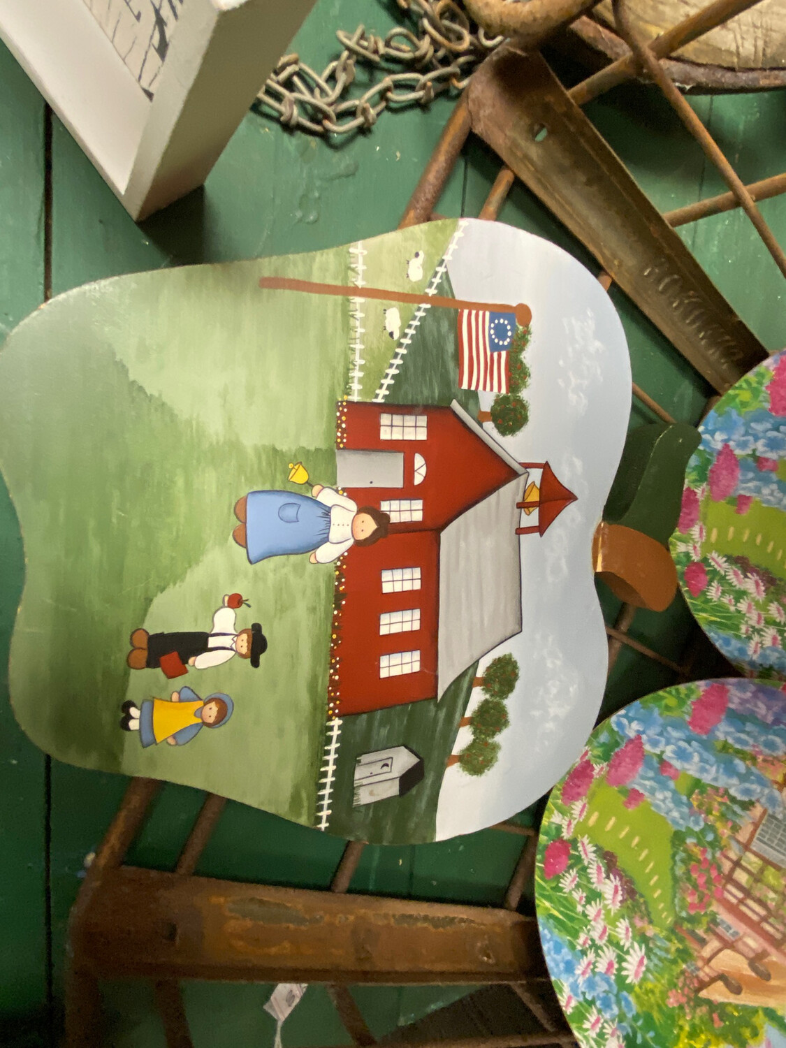 Handpainted Apple Schoolhouse Sign