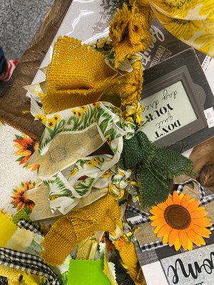 Sunflowers &amp; Yellow Burlap Garland-21in/37in