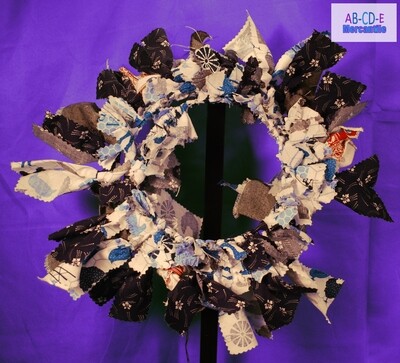 Farmhouse Garland-Blue Fabric Wreath 8 in