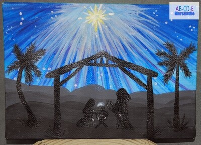 Nativity Sillouette Canvas Board 5x7