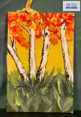 Birch Sunset Mini Canvas Board