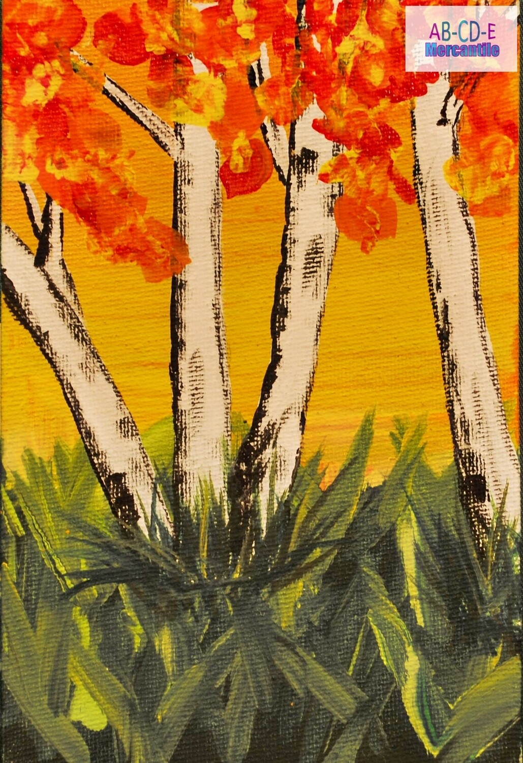 Birch Sunset Mini Canvas Board