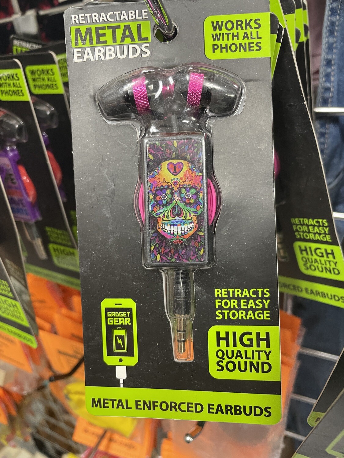 Fun Funky Headphones-Sugar Skull Pink &amp; Black