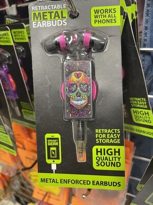 Fun Funky Headphones-Sugar Skull Pink &amp; Black