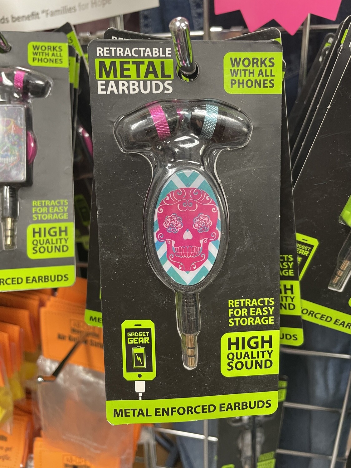 Fun Funky Headphones-Sugar Skull Pink &amp; Teal