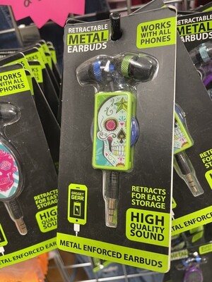 Fun Funky Headphones-Sugar Skull Green &amp; Blue