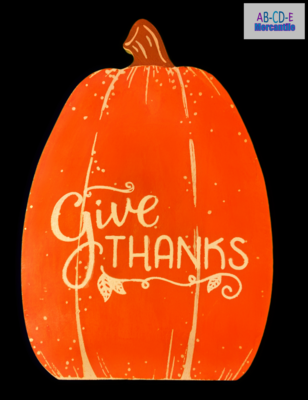 Give Thanks Wood Pumpkin