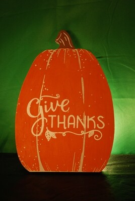Give Thanks Wood Pumpkin