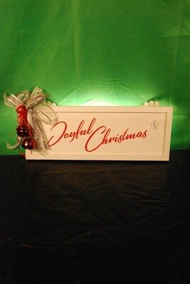 Joyful Christmas Hanging Sign with Beaded Hanger