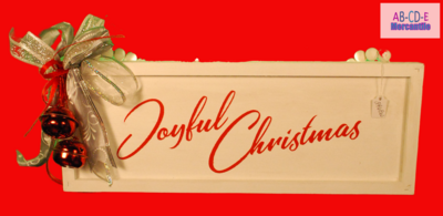 Joyful Christmas Hanging Sign with Beaded Hanger
