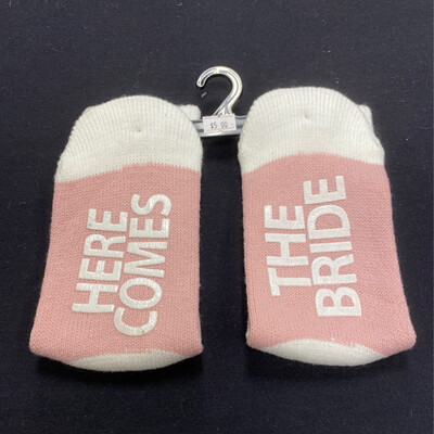 Here Comes the Bride Socks-Pink &amp; White