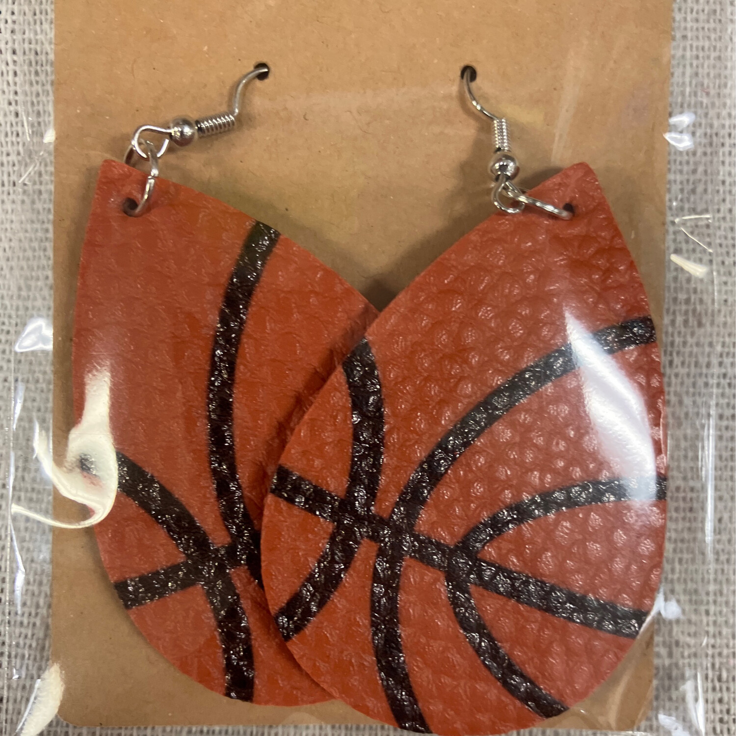 Leather Earrings-Sports Basketball