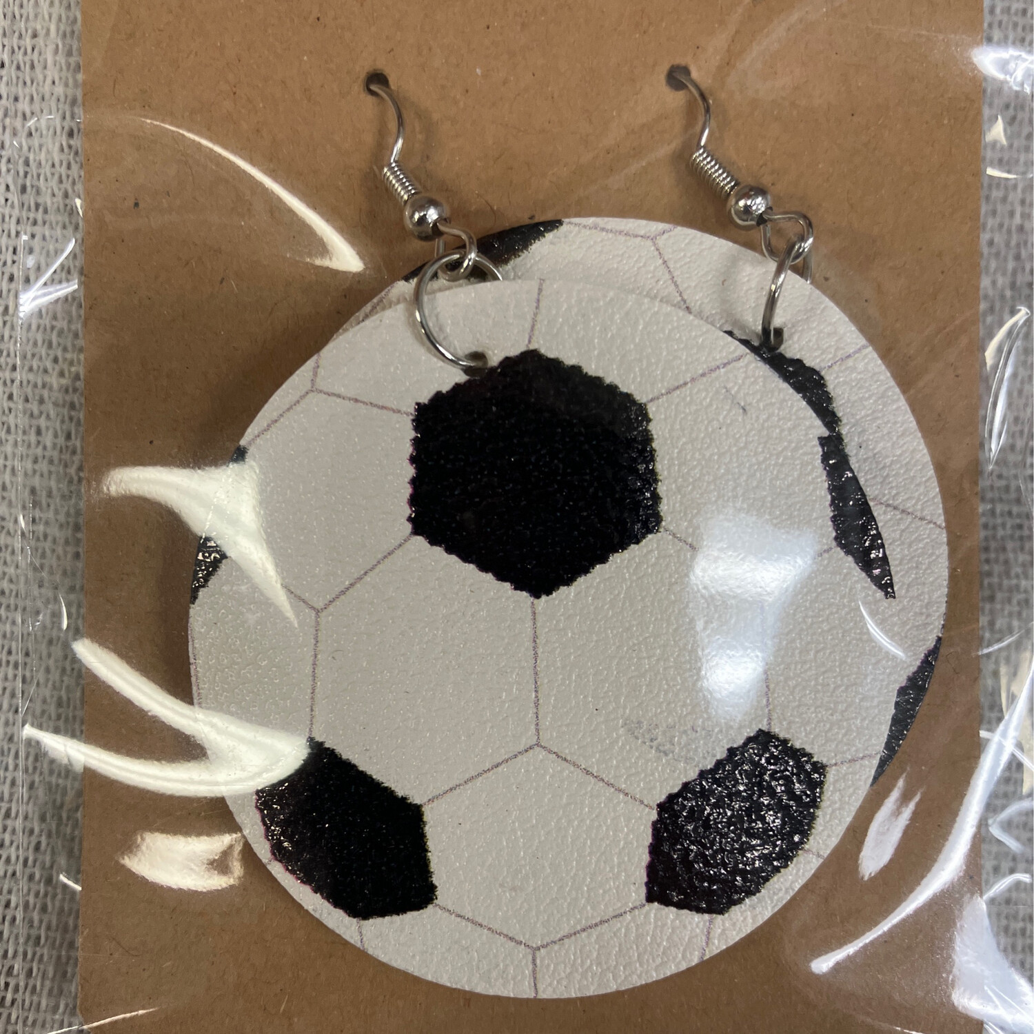 Leather Earrings-Sports Soccer
