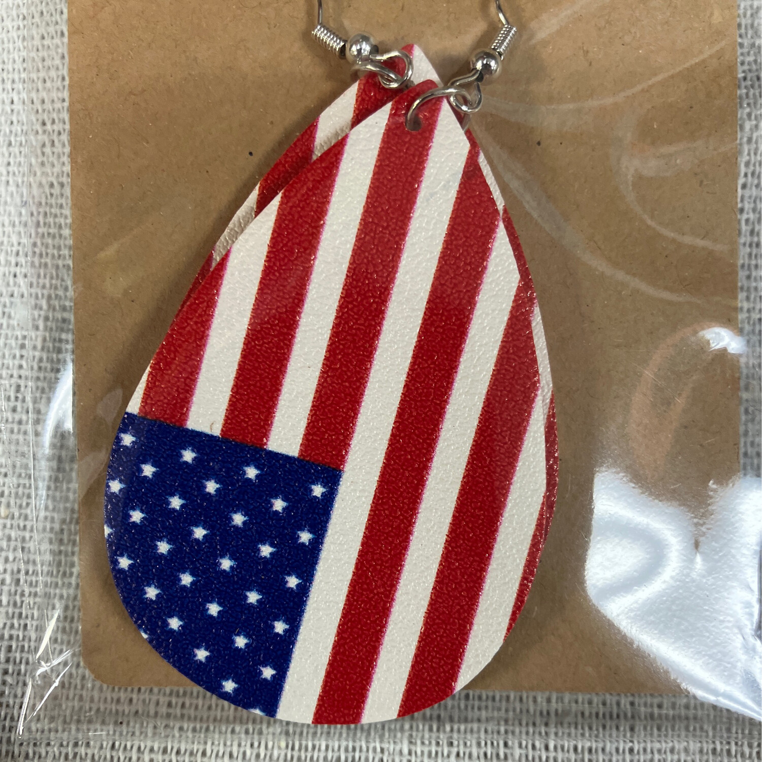 Leather Earrings-Red, White Blue 1