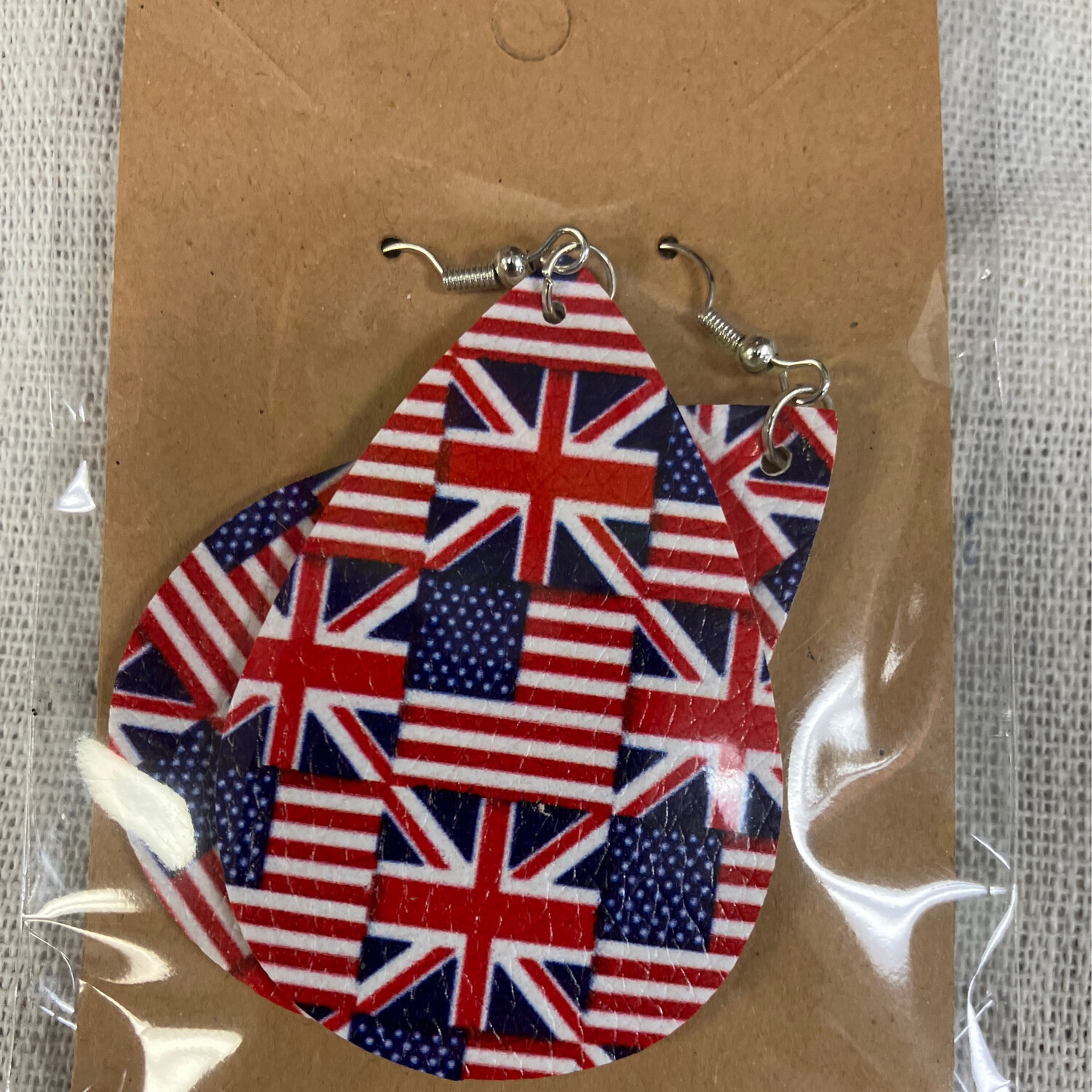 Leather Earrings-Red, White Blue 2