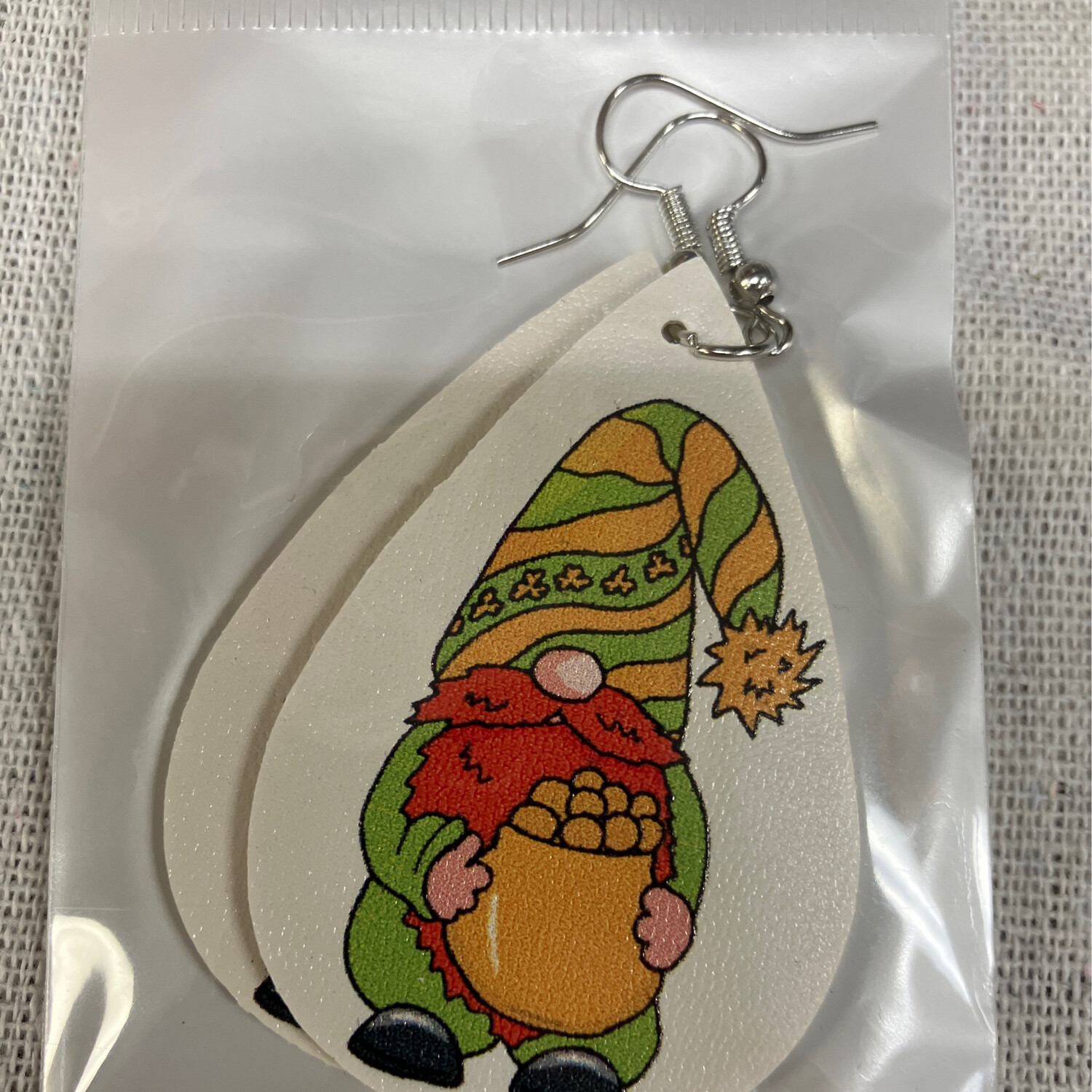 Leather Earrings-St Patty Gnome 3