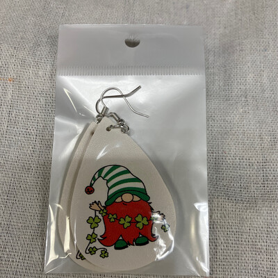 Leather Earrings-St Patty Gnome 5