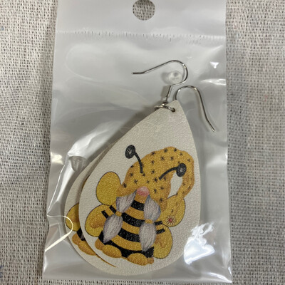 Leather Earrings-Bee Gnome 3