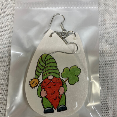 Leather Earrings-St Patty Gnome 2