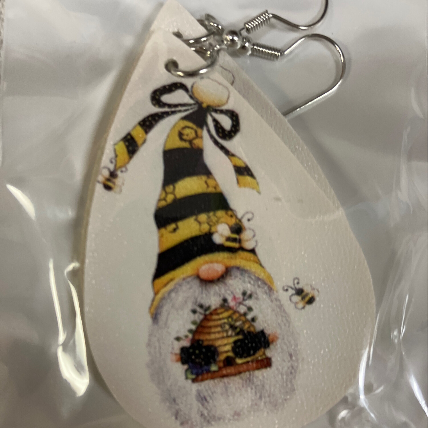Leather Earrings-Bee Gnome 2