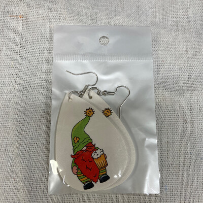 Leather Earrings-St Patty Gnome 4